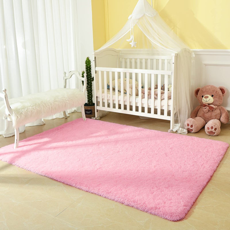 Andecor Soft Fluffy Bedroom Rugs, 4 x 6 Feet Indoor Shaggy Plush Area Rug for Boys Girls Kids Baby College Dorm Living Room Home Decor Floor Carpet, Pink - Image 4